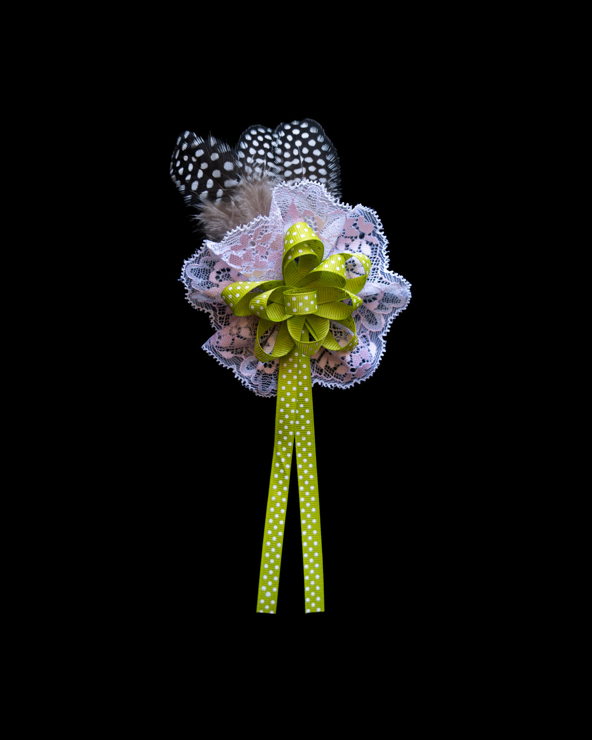 Pois Feather & Lace Hairpin
